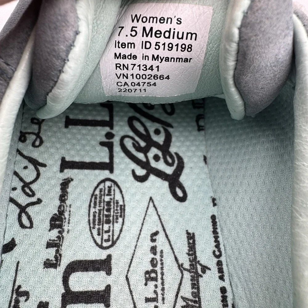 L.L.Bean‎ Women's Eco Bay Nubuck Leather Sneakers Slate Cool Sea Blue 7.5